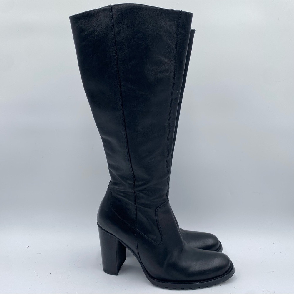 Chocolat Blu Women’s 39 Black Leather Heeled Knee High Boots